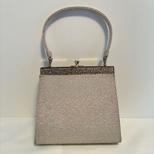 Vintage Japanese Silver Evening Bag Handbag Purse With Mirror New In Box